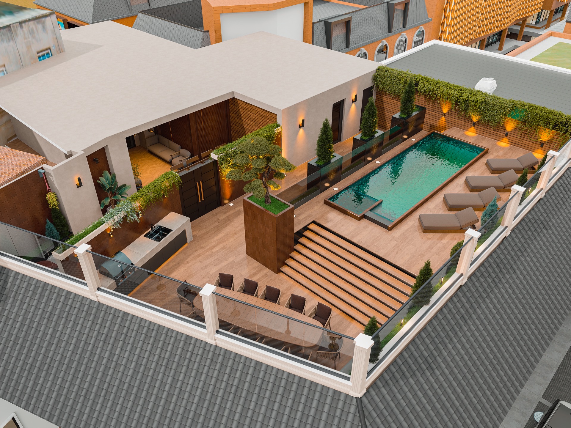 MH Grande 28 — Rooftop con piscina privada, vista aérea