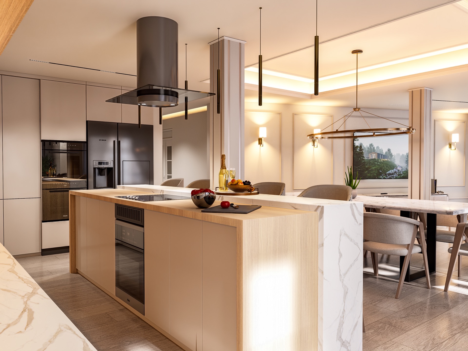 MH Grande 28 — Detalle de acabados del salón